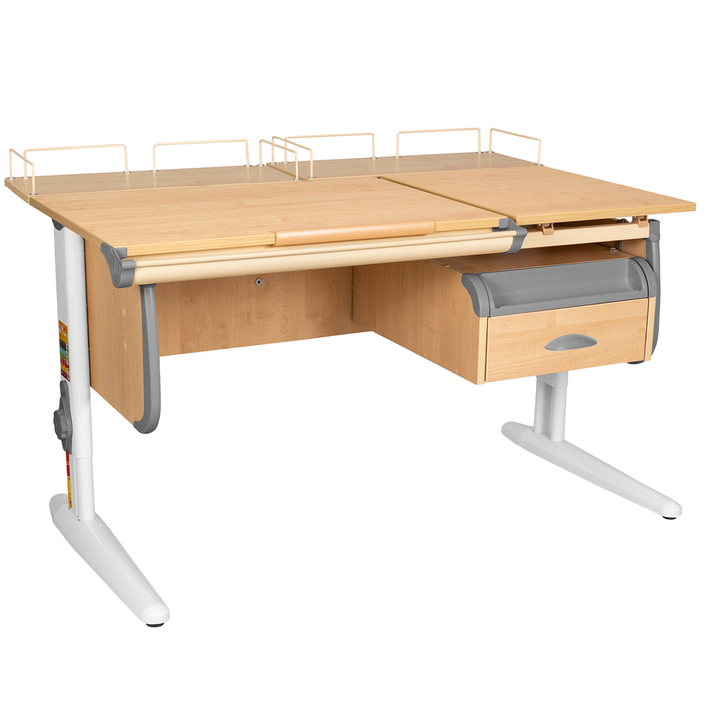 Растущая парта Дэми СУТ 25 с задними полками СУТ.15.210 и навесной тумбой (1200×880 мм)