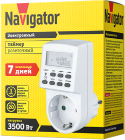 Таймер Navigator 61 555 NTR-E-S01-WH розет. электрон.