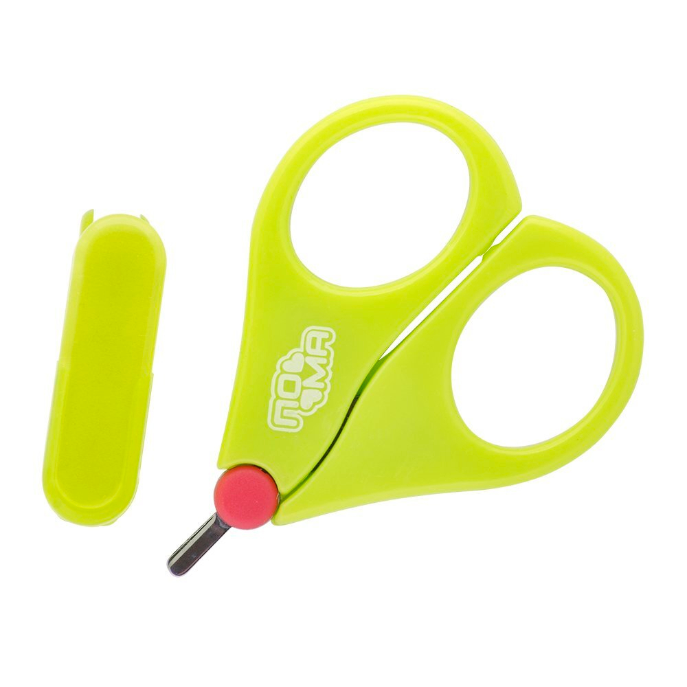 Ножницы детские с колпачком 1 шт. ПОМА, зелёный