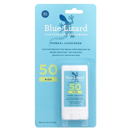 Blue Lizard Australian Sunscreen, Минеральное солнцезащитное средство-стик для детей, SPF 50+, 14 г (0,5 унции)