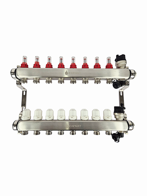 Коллекторная группа с расходомерами САРМАТ 1"x3/4" 8 вых. нерж с в /о SS2200 (CN)
