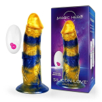 Желто-синий фантазийный вибратор с пультом ДУ 21,5см Bior Toys Magic Hero MH-13042