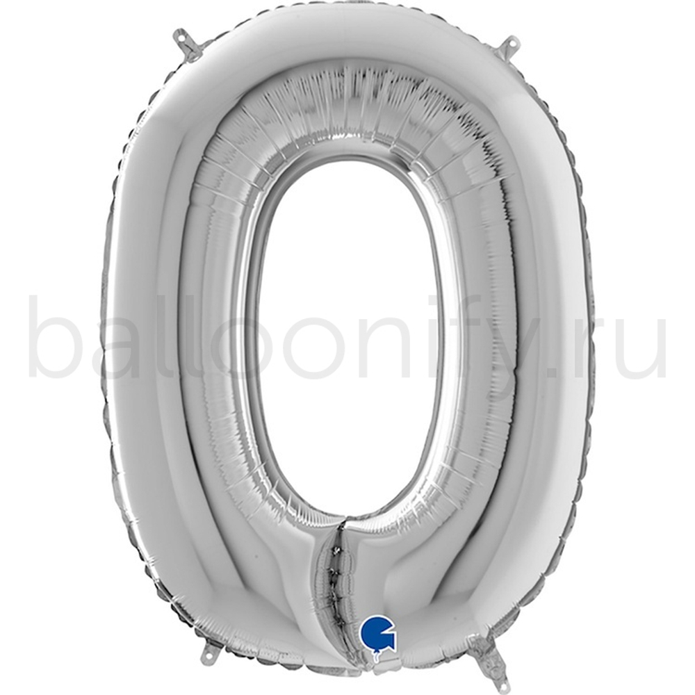 Фольгированная фигура, Буква О 66 см Silver