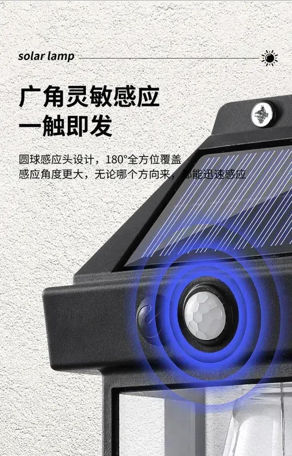 светильник садовый на солнечной батарее уличный настенный с датчиком движения