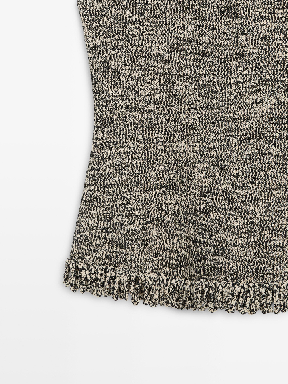 Massimo Dutti Трикотажный топ Total Look с бахромой, черный