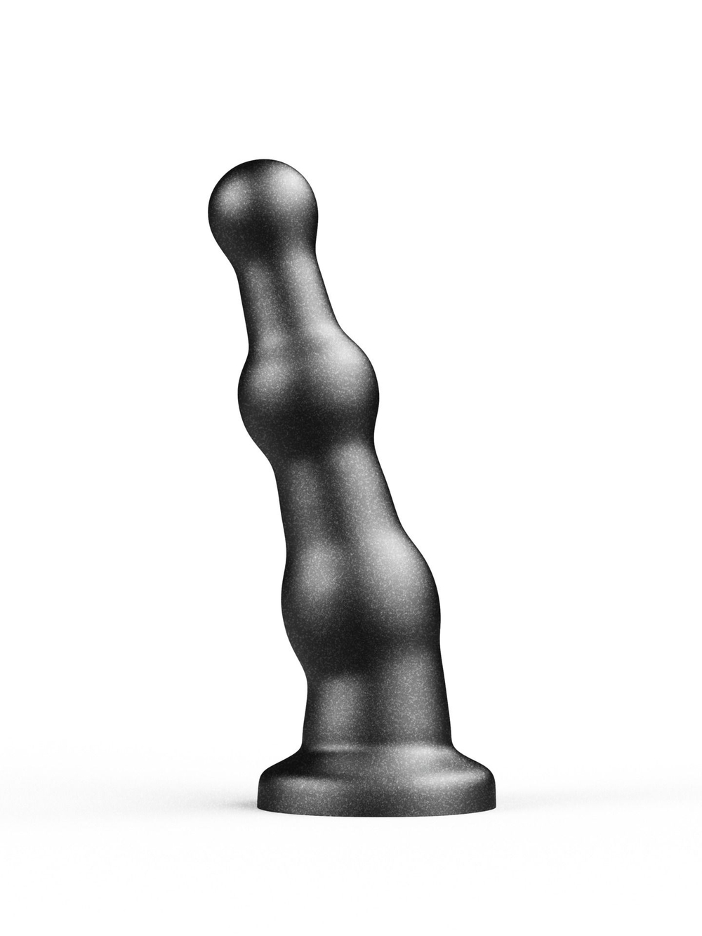 Анальная пробка LOVETOY с изгибом и присоской, платиновая