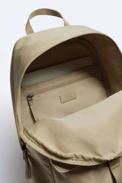 ZARA РЮКЗАК ИЗ НЕЙЛОНА, ПЕСОЧНЫЙ