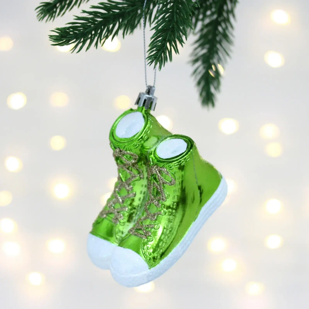 Елочная игрушка «Стильные кеды» 6*9*5,5 см, Салатовый