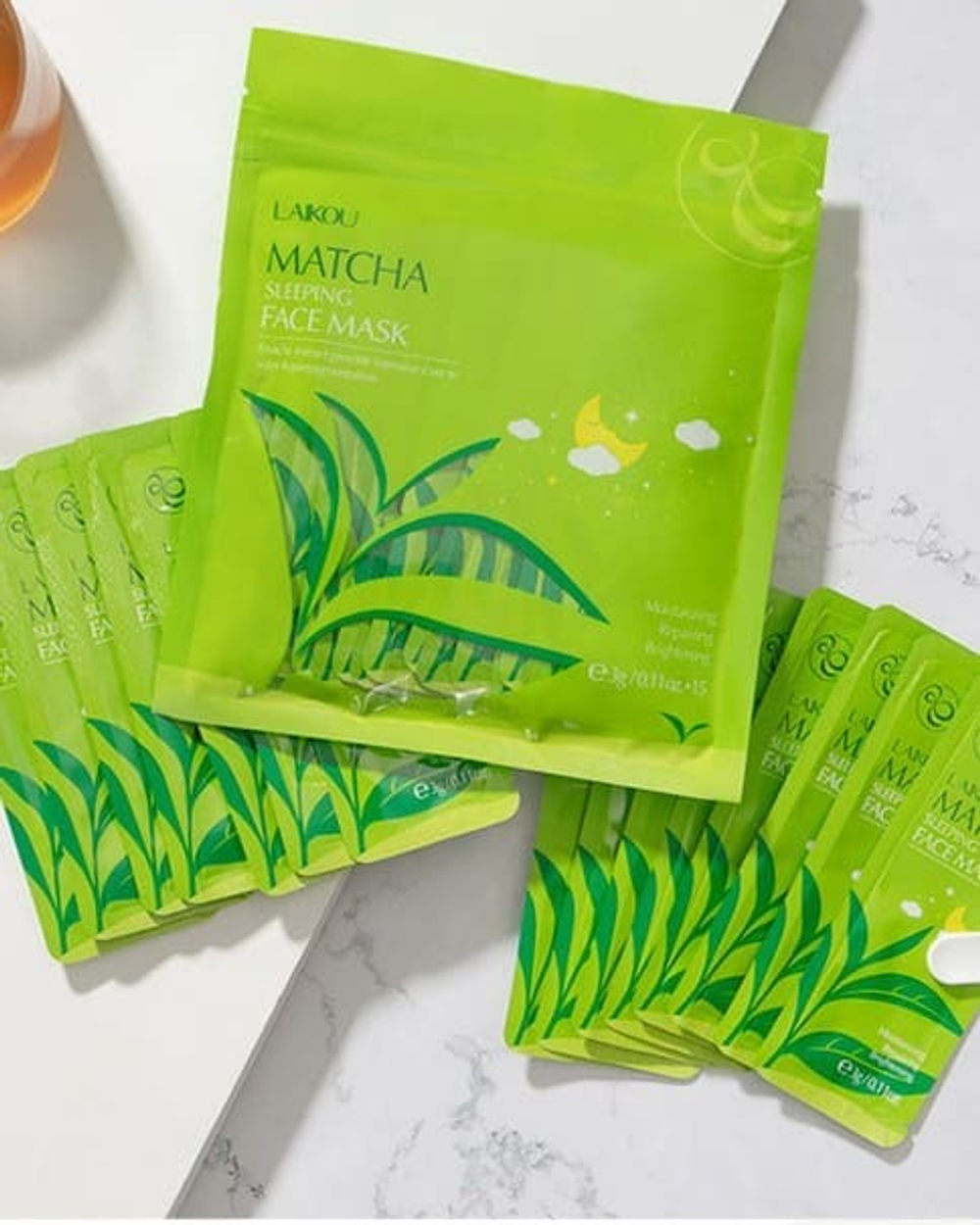 Ночная маска для лица с чаем матча