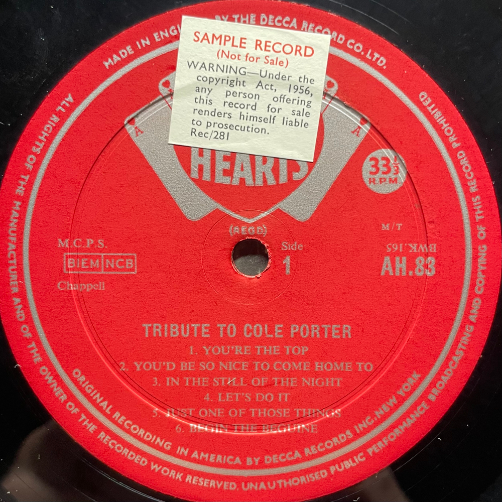 Сборник Tribute To Cole Porter (Англия 1964г.)