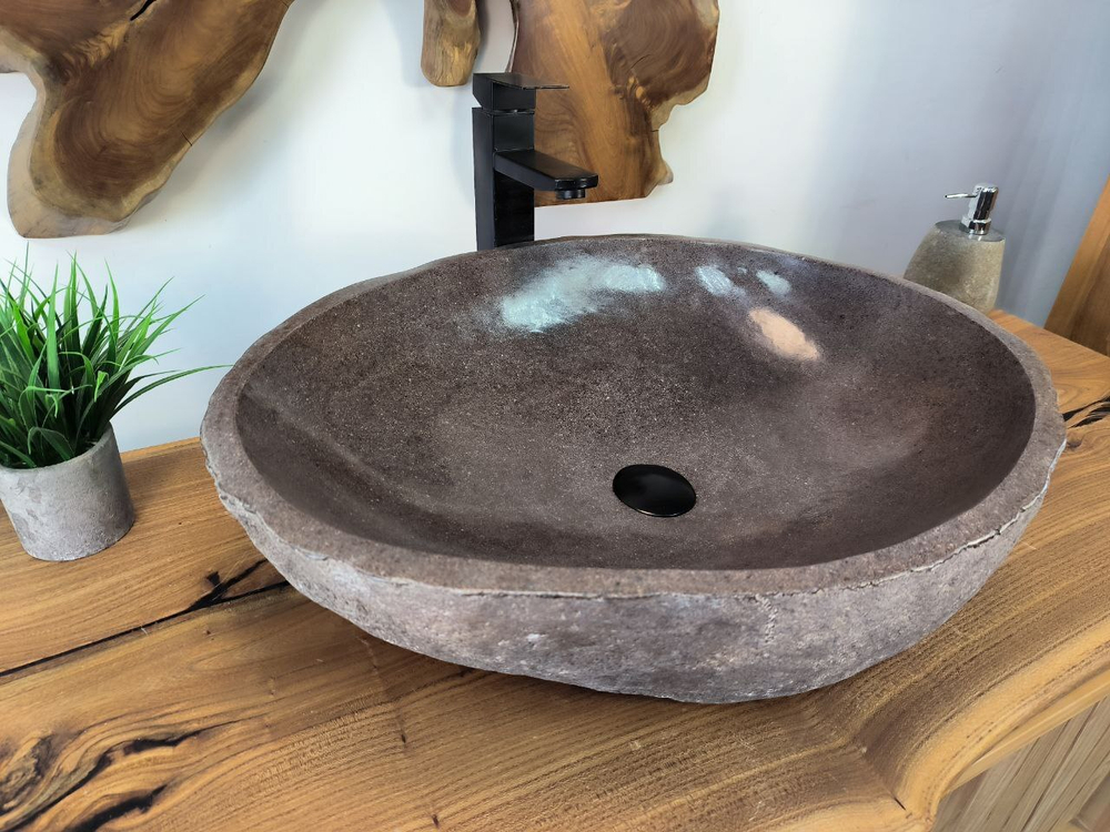 Раковина из речного камня RS-65805 62х47х15 из натурального камня