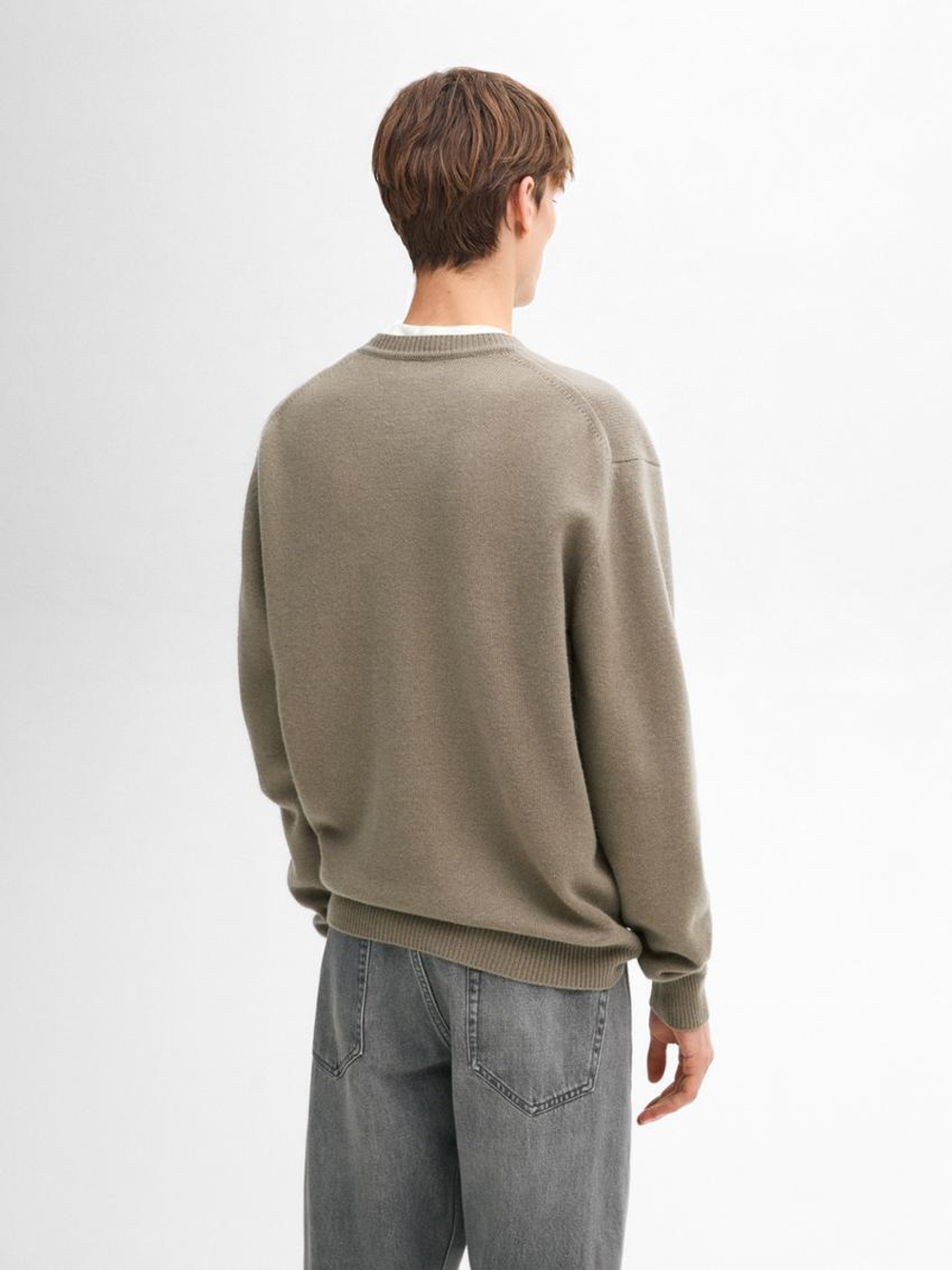 Massimo Dutti Свитер из смесовой шерсти с круглым вырезом, серый