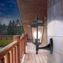 Садово-парковый светильник ЭРА НБУ 06-60-001 черный 6 гранный настенный IP44 Е27 max60Вт | Садово-парковые светильники