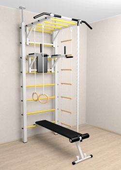 Шведская стенка Sv Sport враспор (Турник рукоход/Брусья/Скамья/Канат/Кольца/Лестница)