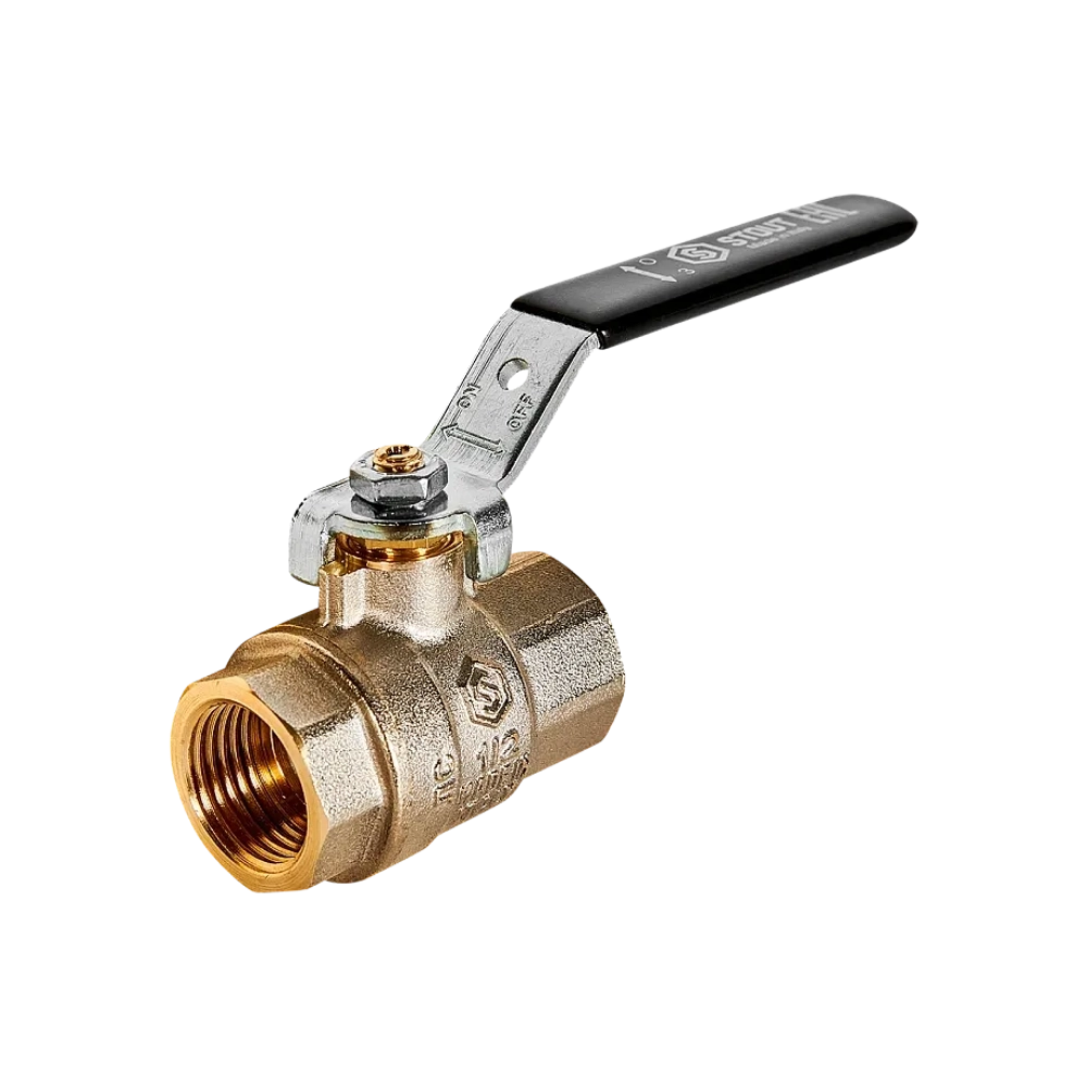 Кран шаровой полнопроходной STOUT - 1/2" (ВР/ВР, PN40, Tmax 150°C, ручка-рычаг черная)