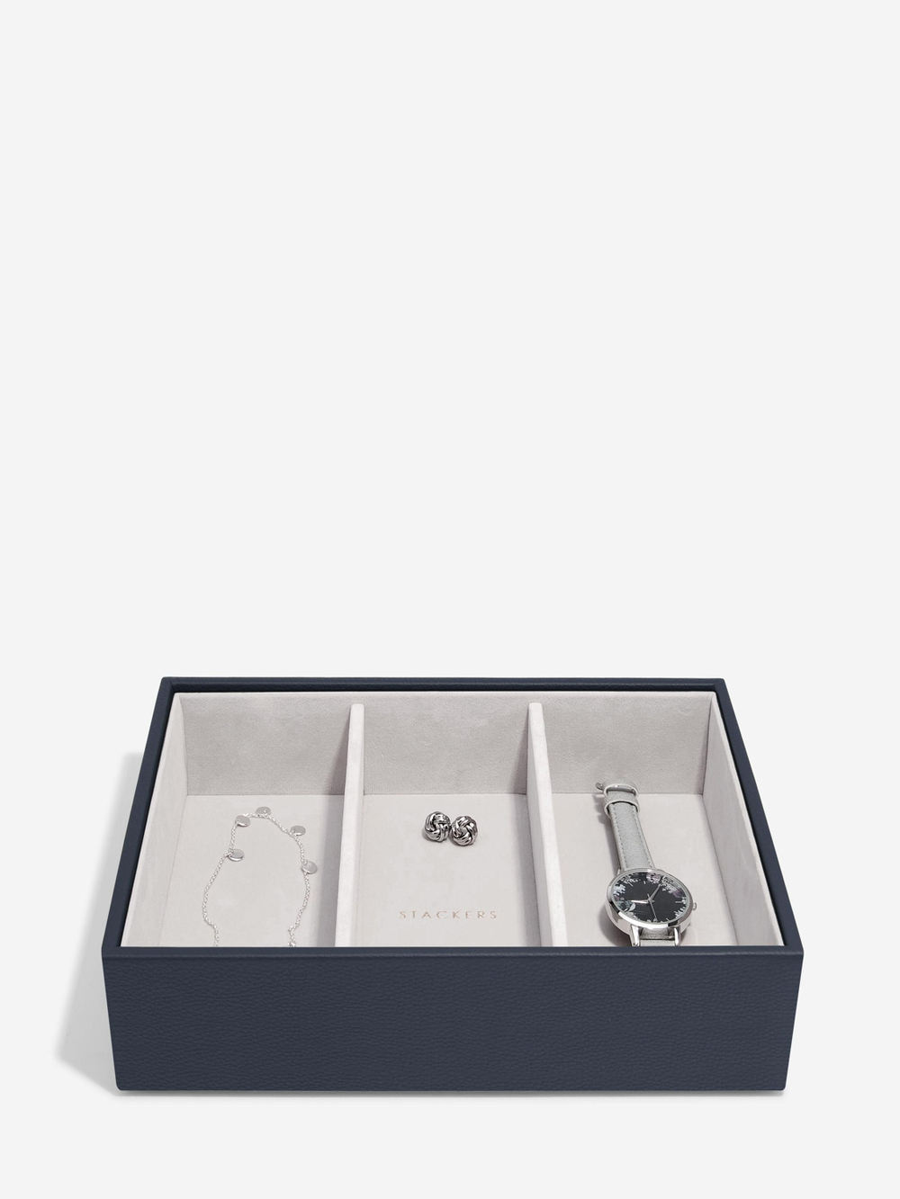 Органайзер для украшений и часов Stackers Classic Jewellery Box, 3 секции -Dove Grey & Rose (Navy Blue / темно-синий / Navy Blue / Органайзер с крышкой)