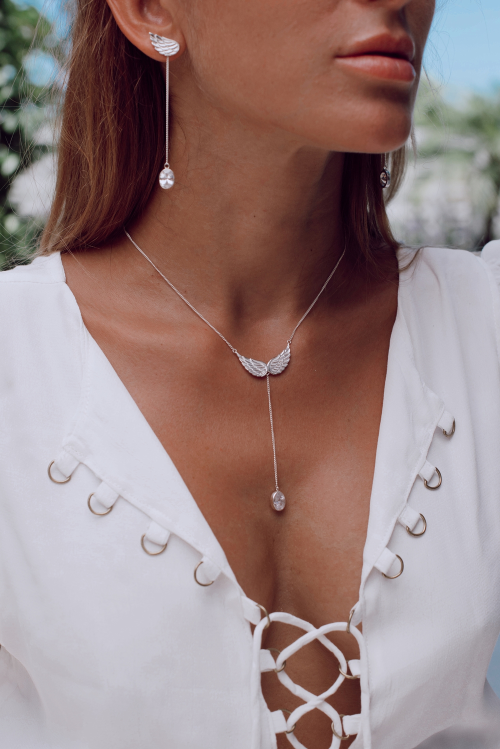 Серьги-трансформеры «Невесомость» с белым цирконом