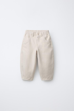 ZARA БРЮКИ BALLOON ВАФЕЛЬНЫЕ, ЭКРЮ