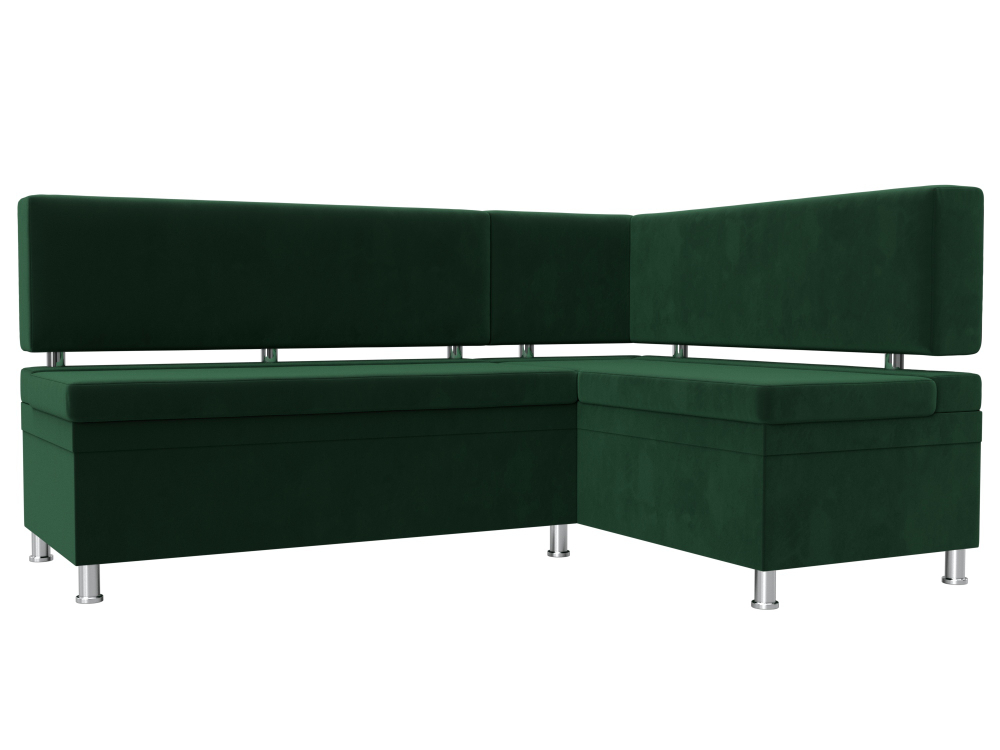 Диван кухонный угловой Стайл правый угол, Зеленый, Велюр, 111657
