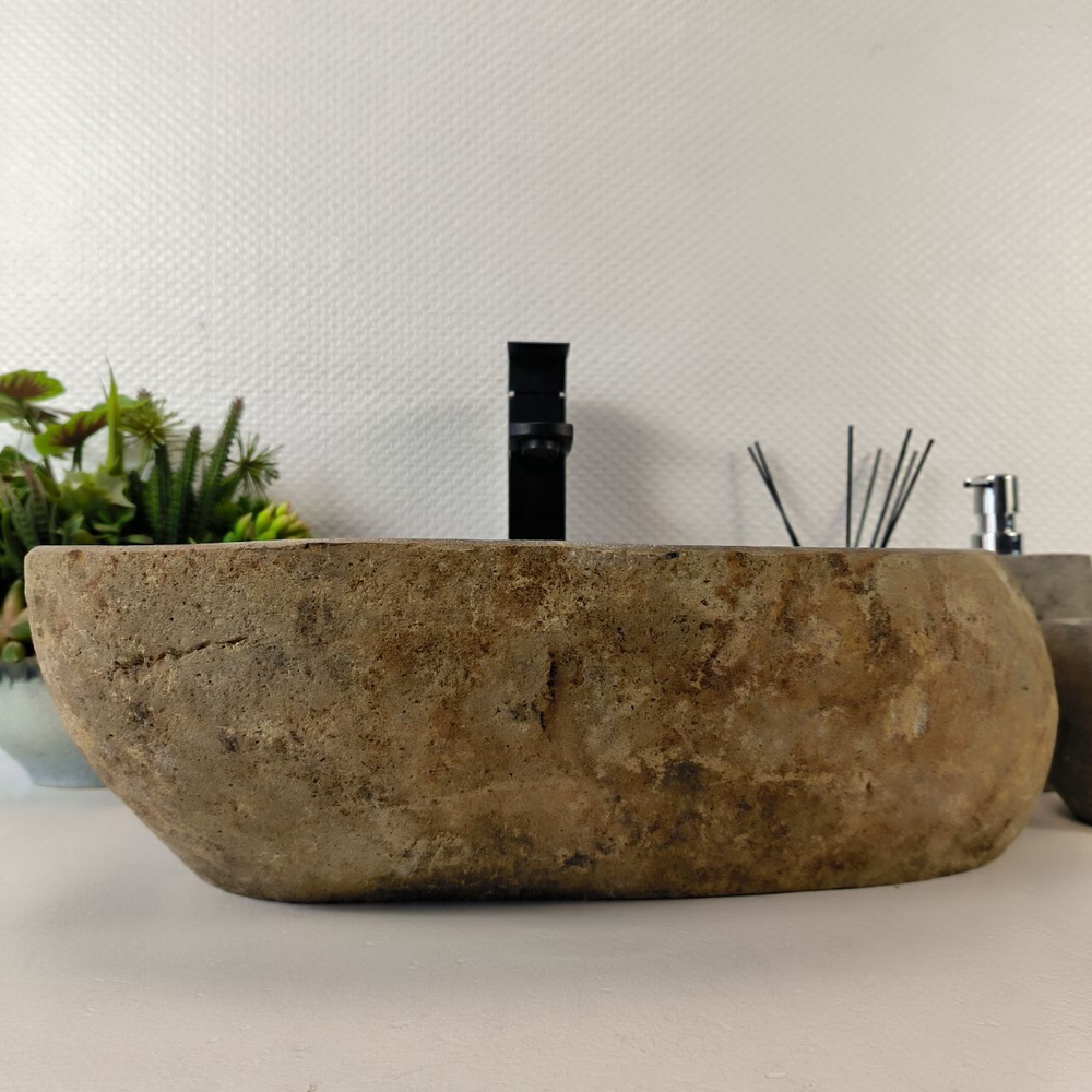 Каменная раковина из речного камня RS-05369 (46*40*15) 0861 из натурального камня