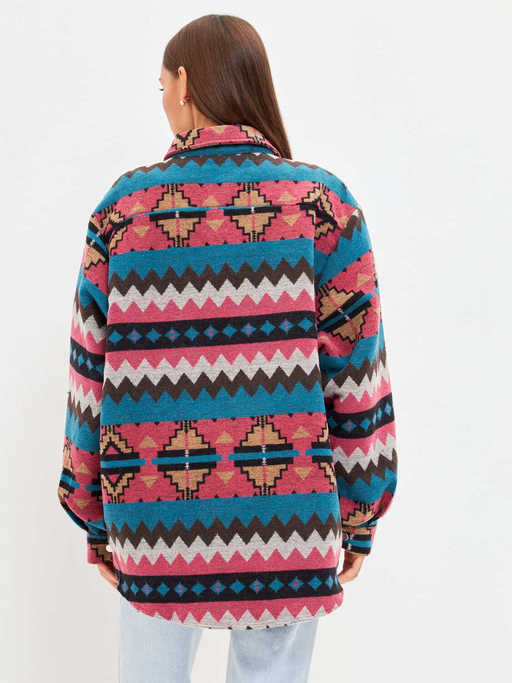 Рубашка Kefirmaykifer оверсайз Этно розовая