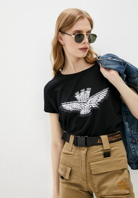 Футболка жен. AERONAUTICA 1881 черный лого белым