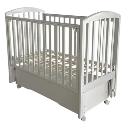 Кровать детская "Amira" 21 а/с, универсальный маятник, колеса, закрытый ящик (белый)