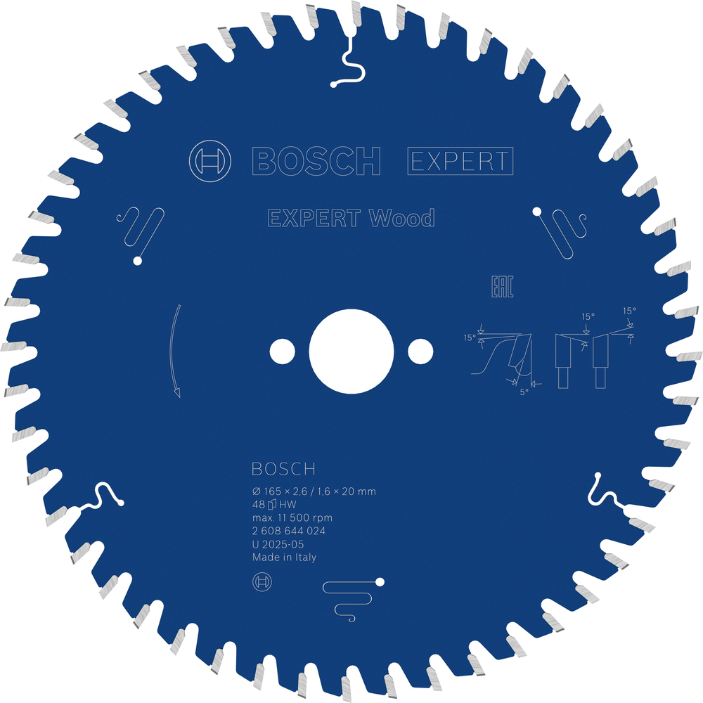 Пильный диск по дереву 165x20x2.6/1.6x48T BOSCH 2608644024