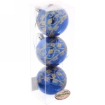 Новогодние шары 6 см (набор 3 шт) «Ажур», синий/золото