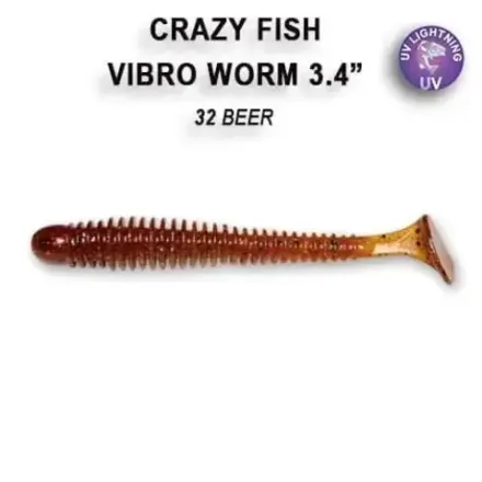 VIBRO W0RM 3,4'' 12-85-32-6 Силиконовые приманки Crazy Fish