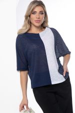 Блуза "Стильный замысел" (сине-белая) Б9039 LT Collection