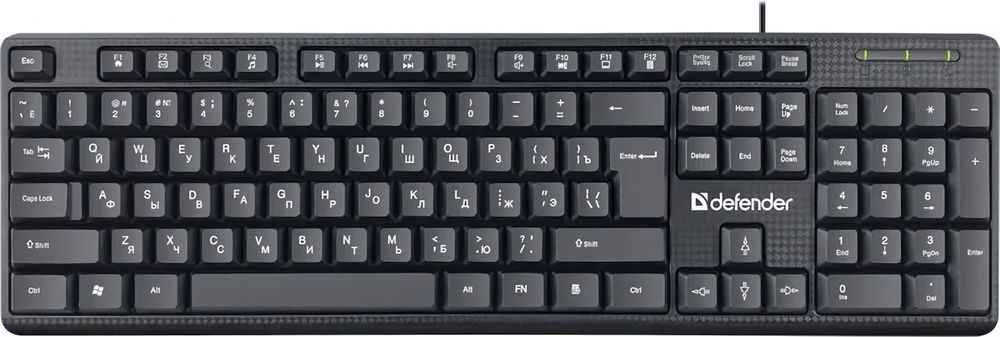 Клавиатура Defender Daily HB-162 RU,черный,104 кнопки +FN, 1.8м