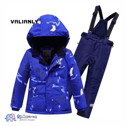 Зимний костюм Valianly синий, пингвины