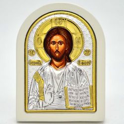 Иисус Христос. Маленькая серебряная икона Спасителя.