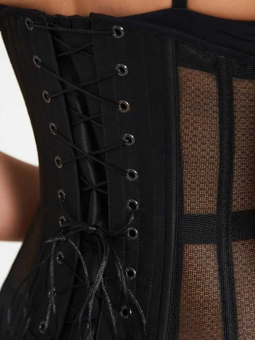 Черный прозрачный корсет MIDI