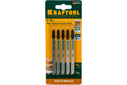 Пилки для электролобзика, Cr-V, по дереву, ДСП, ДВП, чистый рез, EU-хвостовик, шаг 2,5 мм, 75 мм, 5 шт. Kraftool 159511-2.5-S5