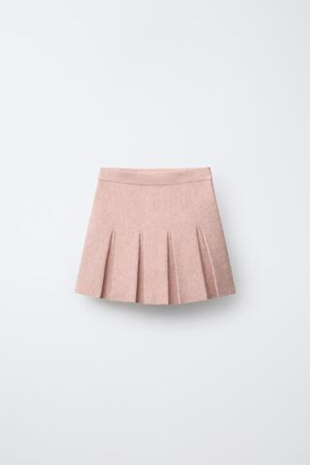 ZARA ТРИКОТАЖНАЯ ЮБКА В СКЛАДКУ, ЦВЕТ РОЗОВОГО ДЕРЕВА