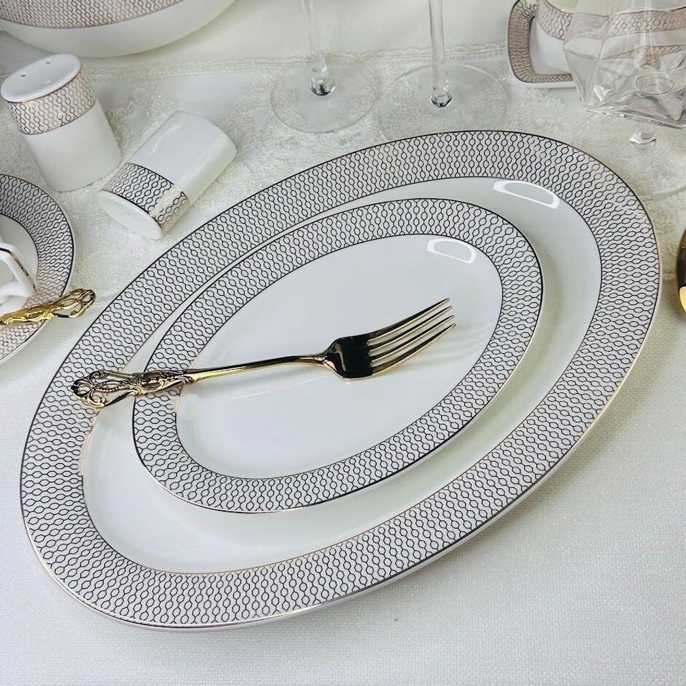 Lenardi 145-543 Овальное блюдо 35,5см СЕВИЛЬЯ в под.уп.(х10)Костяной фарфор