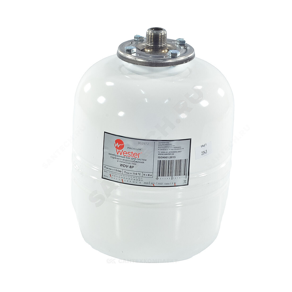 Бак расширительный мембранный для отопления 18 л 12 бар 3/4" НР WDV Premium Wester 0-14-0370