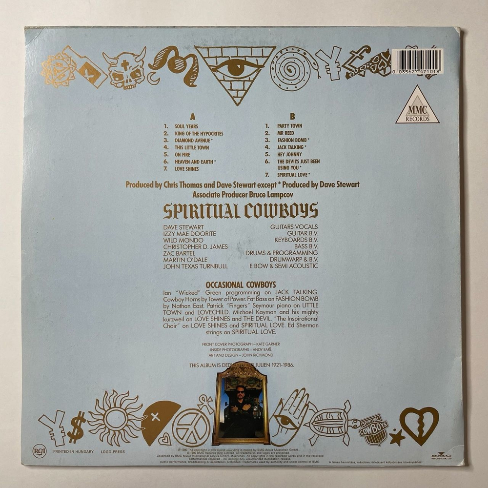 Винтажная виниловая пластинка LP Dave Stewart And The Spiritual Cowboys (Венгрия 1990)