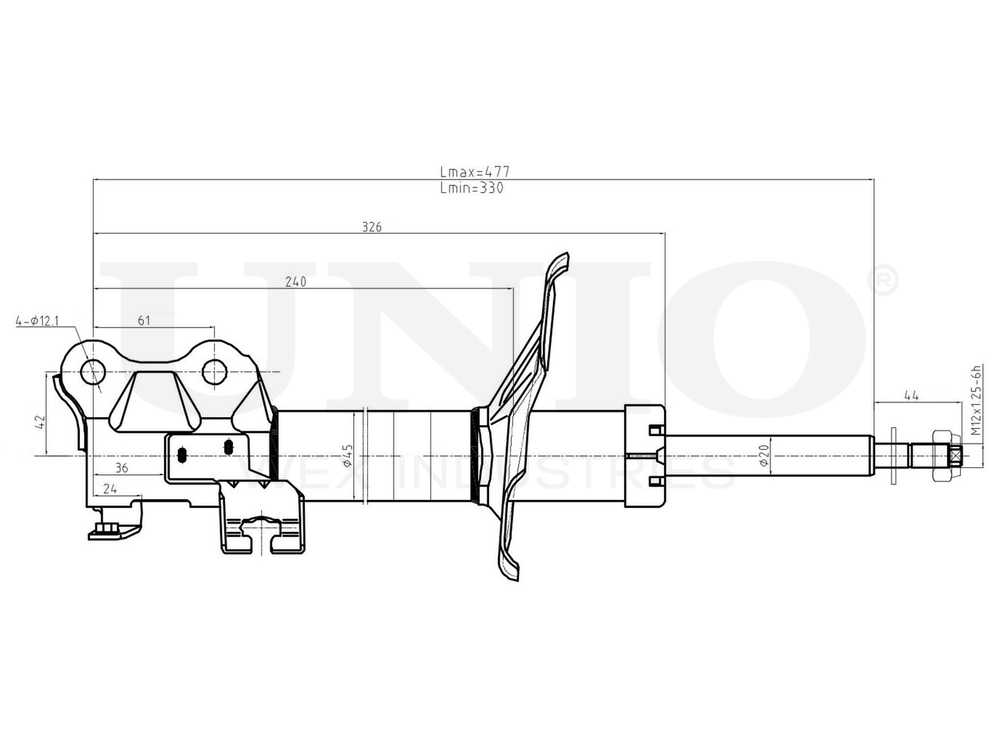 Амортизатор газовый передней подвески правый UNIO SAB-10109
