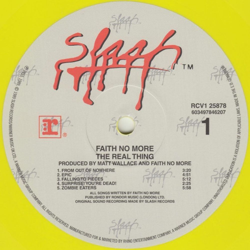 Faith No More. The Real Thing (Limited Edition, Yellow LP) новая запечатанная виниловая пластинка