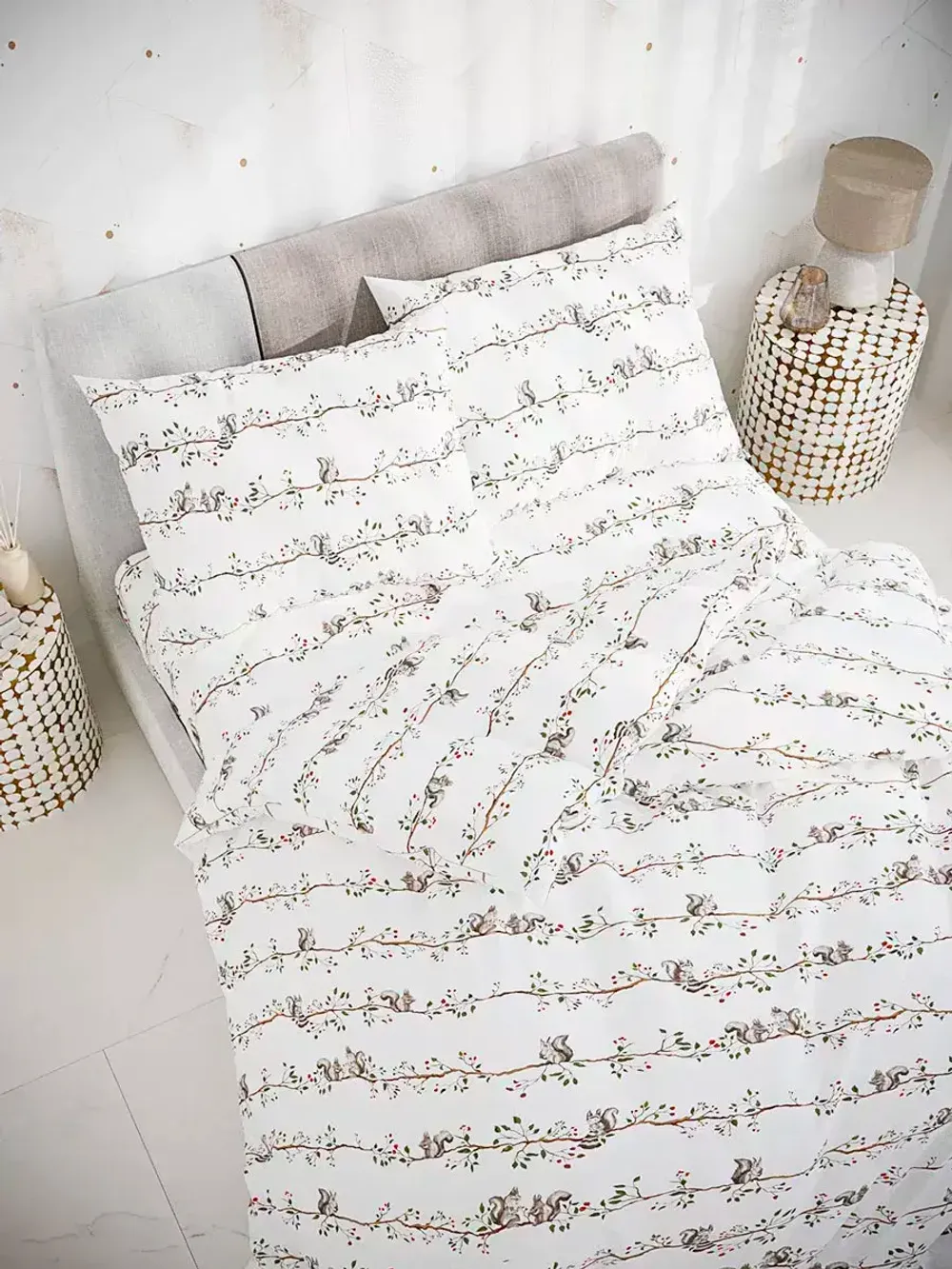 Наволочка комплект 2шт перкаль Сказка "Белки" 70x70 см на молнии