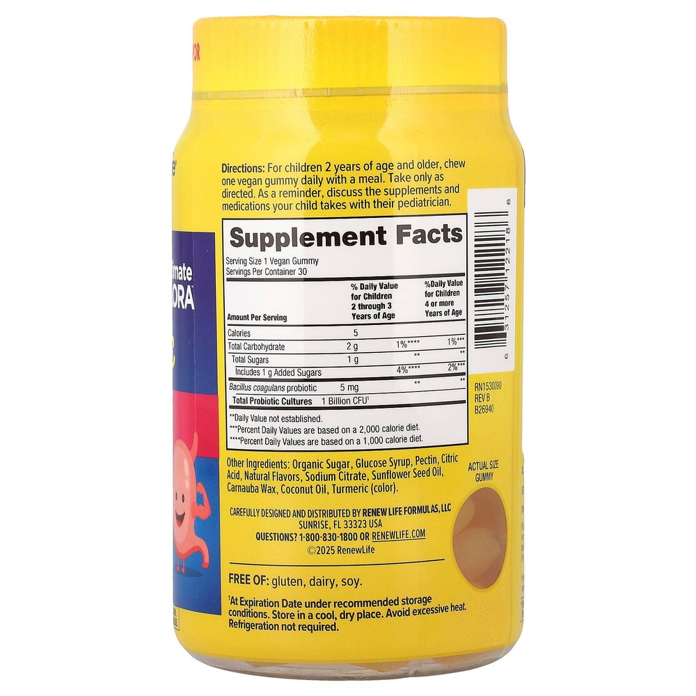 Renew Life, Kids Tummy Gummy, Prebiotics and Probiotics, Raspberry, 30 Gummies