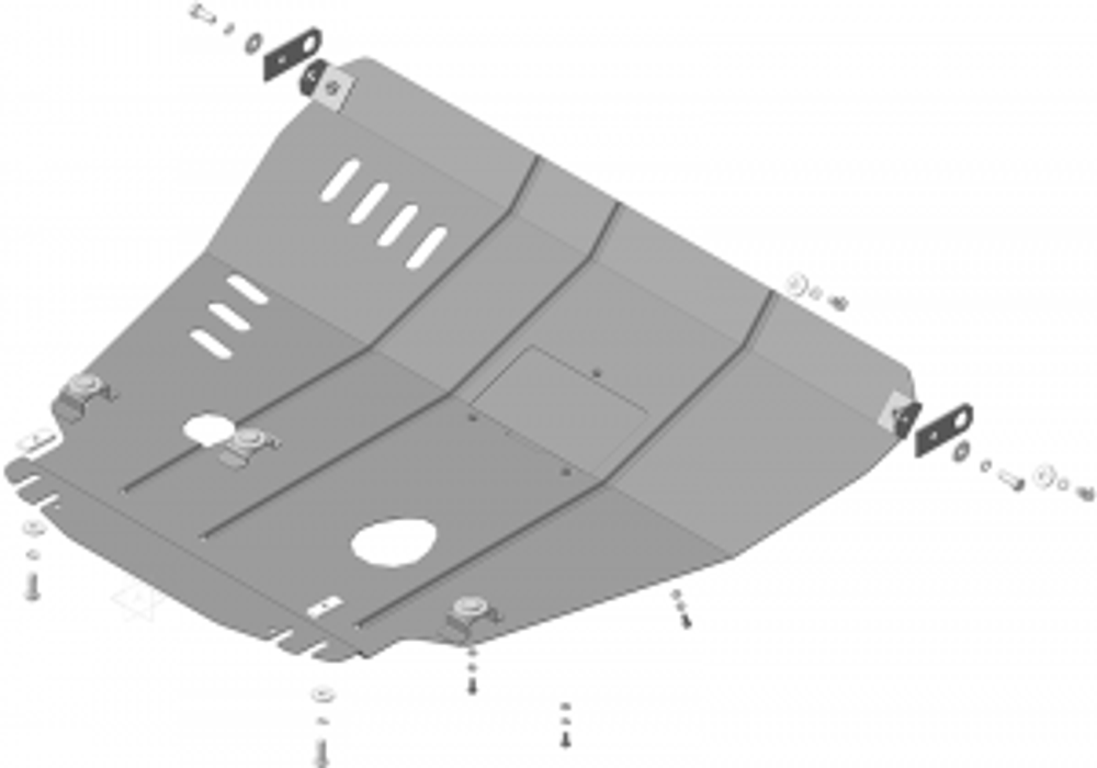 Защита картера Двигателя, КПП. 2 мм, Сталь. для Ford Maverick 2004-2007, Ford Escape 2001-2007, Mazda Tribute 2000-2004, Ford Maverick 2001-2004, Mazda Tribute 2004-2007 MOTODOR.00738