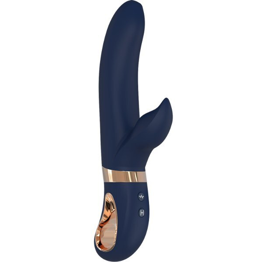 Темно-синий вибратор-кролик Atropos - 23 см. (Цвет: темно-синий)