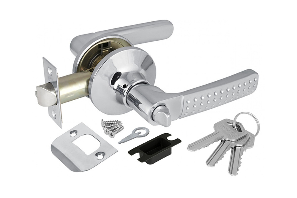 Замок ручка Хром с ключом,фиксатором 6026 СР-Е