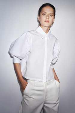 ZARA РУБАШКА ИЗ ПОПЛИНА — ZW COLLECTION, БЕЛЫЙ
