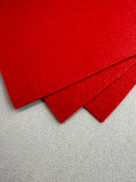 Жесткий фетр 3 мм Красный, (Китай)