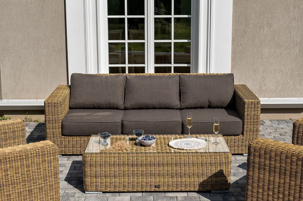 "Боно" лаунж-зона из искусственного ротанга, цвет соломенный